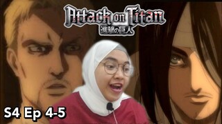 EREN MEETS REINER | Attack On Titan S4 Episode 4-5 REACTION INDONESIA