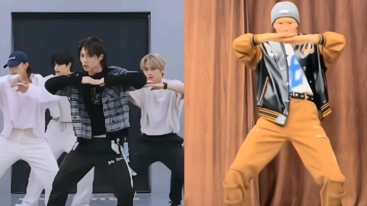 力丸翻跳case 143  与Stray Kids 练习室同框对比  也太同步了吧