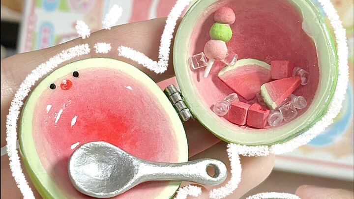 I made a delicious watermelon shaker! | Polymer clay