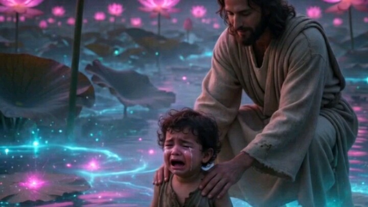 Jesus helping baby