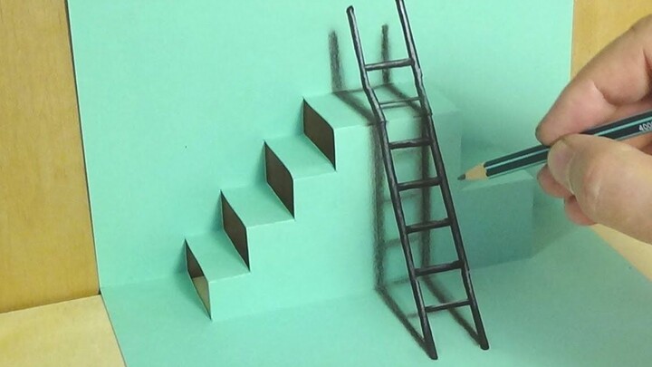 More details and super delicate, Hungarian painters draw super magical 3D ladders on paper