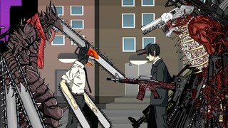 Denji Chainsaw Man vs Aki Gun Devil . Animation Drawing Cartoon 2. PART 1