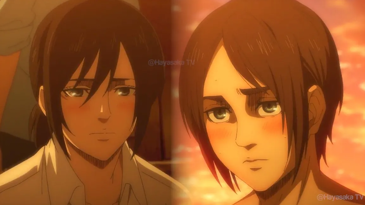 เอเรนและมิคาสะหน้าแดง เอเรนรักมิคาสะและผองเพื่อน ผ่าพิภพไททัน