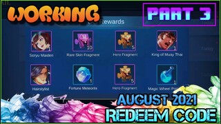 AUGUST 2021 NEW REDEEM CODES | ML REDEEM CODES | PART 3 #mobilelegends#mlbbcreatorcamp#fixed_730my