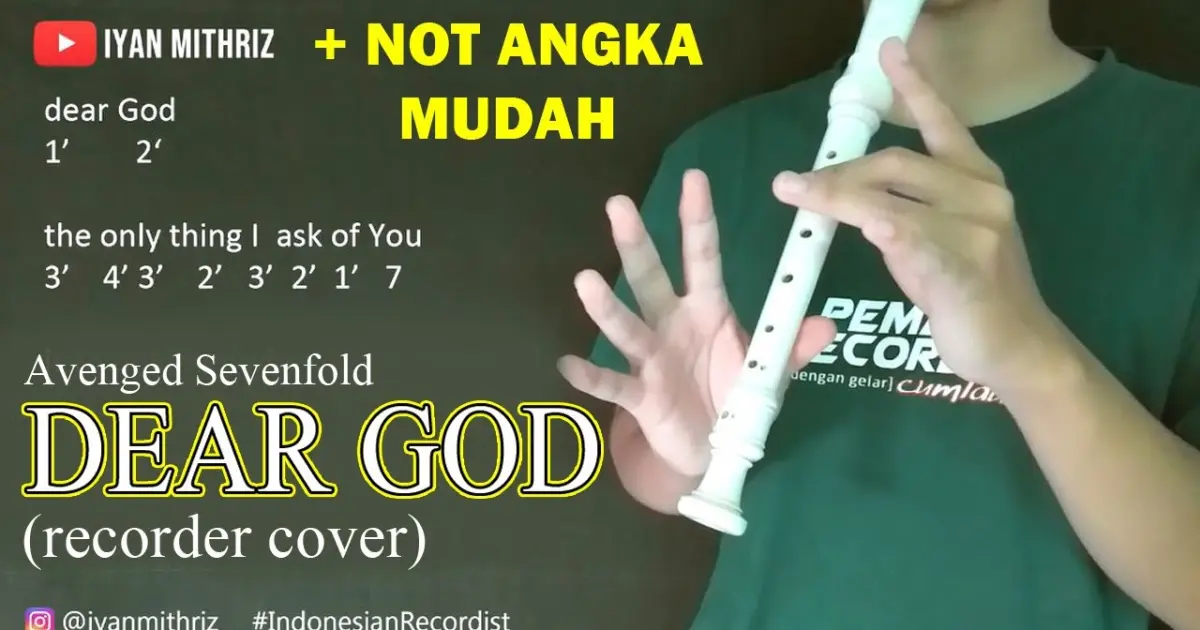 NOT ANGKA DEAR GOD - AVENGED SEVENFOLD (RECORDER COVER) - Bstation