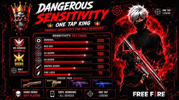 Free Fire Headshot Sensitivity Setting ⚙️ ✅ Desert Eagle Best Sensitivity || Free Fire 🔥