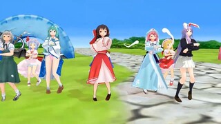 【東方mmd】霊夢＆早苗＆小町＆幽々子＆妖夢＆うどんげ＆フランドール＆レミリアで心拍数#0822