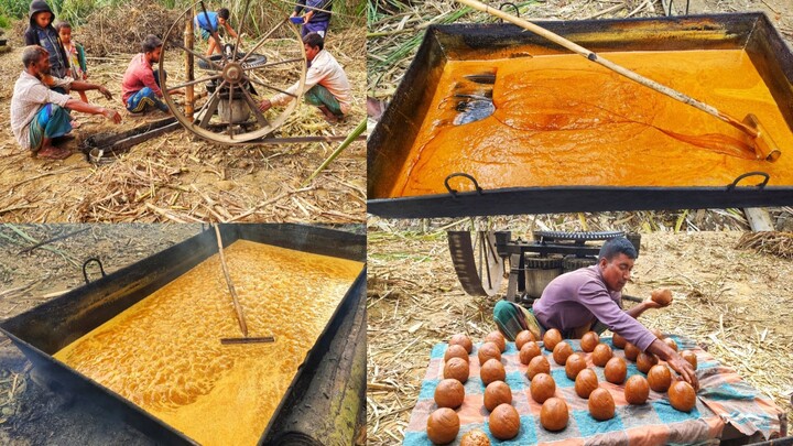 Jaggery making process - আখের গুড় তৈরি করার সম্পূর্ণ প্রক্রিয়া - Traditional Brown sugar making