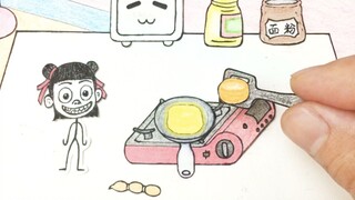 [Hand-drawn stop-motion animation] Invite Nezha to eat lotus root cakes, and then blow him up!