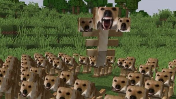 When a big dog’s bark is added to Minecraft (Player: Huh? A big dog! The big dog’s smiling at me 🥴)