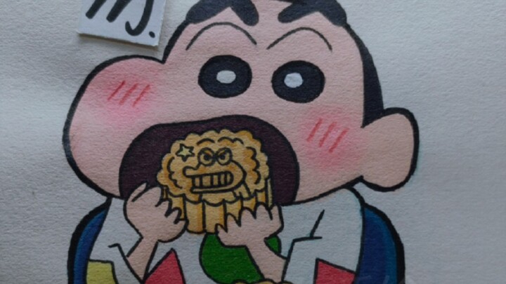 วาดรูป: เครยอนชินจังกินขนมไหว้พระจันทร์