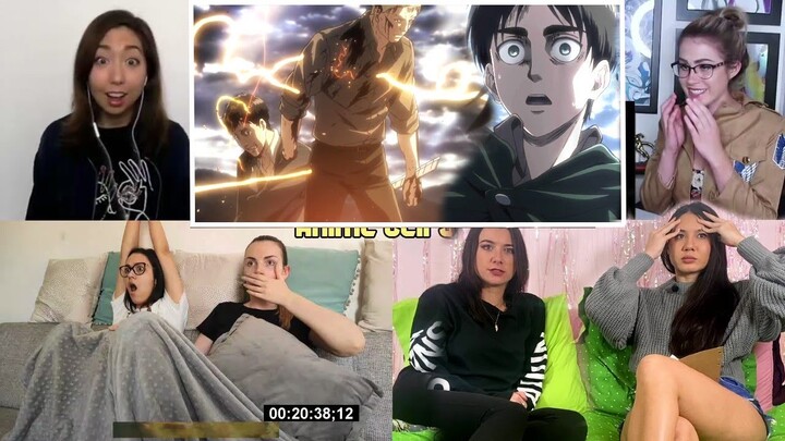 Reiner and Bertholdt Revealed | Girls Reaction Mashup | Attack On Titan Season 2 Ep 6