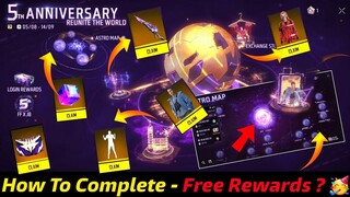 Open हो गया - 5th Anniversary ! Free Rewards How To Complete New Event In Free Fire FF Max Today