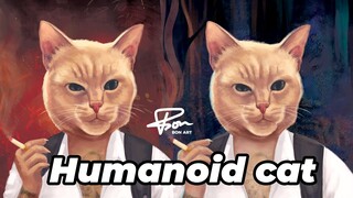 HUMANOID CAT DIGITAL PAINTING PHOTOSHOP ILLUSTRATOR | BonART