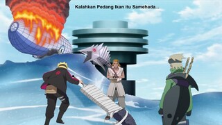 Boruto menggunakan Pedang Samehada untuk melawan Pedang  Funato - Bocoran Boruto Episode 235 - 238