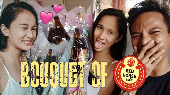 BOUQUET OF RED HORSE BEER FOR CINDY
