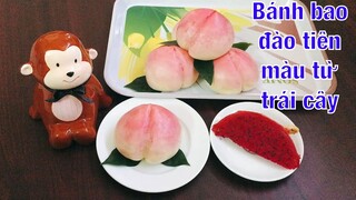 Cách làm bánh bao đào tiên không dùng phẩm màu. Bánh nở xốp, mịn | Tra My Cooking
