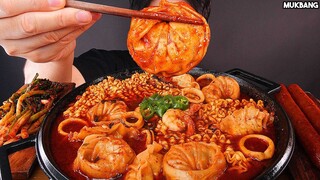 ASMR Mukbang | Spicy Dumpling & Seafoods Noodles Sausage Kimchi Ramen Eating 만두 해물 진짬뽕 파김치 먹방!