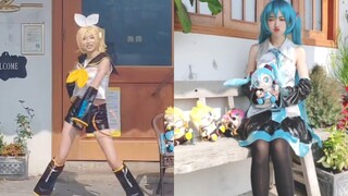 【Hatsune & Kagamine Cosplay Double Role】Hand in hand! Making an MV with fufu