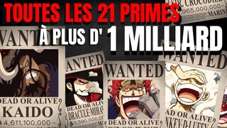 TOP DES 21 PRIMES AU DESSUS D' 1 MILLIARD DE BERRYS - ONE PIECE EXPLICATION (1061)