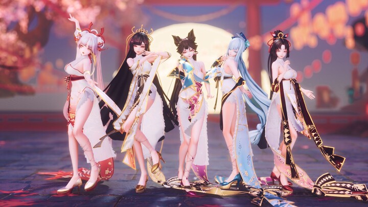 [Onmyoji MMD / Cloth Solution] Qianchen Volume II Cheongsam Five-member Group II Awakening from the dream and farewell to you, looking forward to the breeze to send Acacia [EEVEE]