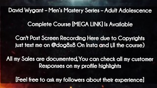 David Wygant course - Men’s Mastery Series – Adult Adolescence download