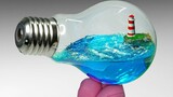 [Thủ công] Làm mô hình biển và hải đăng trong bóng đèn từ keo Epoxy 
