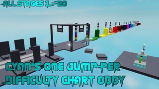 Cyan's One Jump Per Difficulty Chart Obby [All Stages 1-20] (ROBLOX Obby)