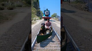 GTA V: JUMBO JOSH SAVING FRANKLIN AND CHOP FROM THOMAS THE TRAIN #shorts #train