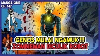 (Manga One 147) | Zombieman DIKALAHKAN dan DICULIK oleh Machine God Robot!!! Genos Maju Sendirian!!