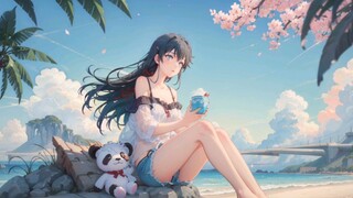 [Harmono / Yukinoshita Yukino / AI Painting] Angin laut bertiup di pipinya, membawakanku musim panas