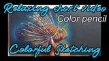 How to draw a beautiful and cute fish + Black Paper | Colorful Lionfish sketching
