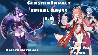 Spiral Abyss 3.8 12, Couple Ayato Yae Taser & Raiden National, Rotasi buruk setahun pensi Genshin