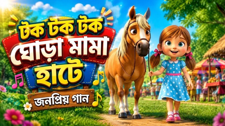 টক টক টক ঘোড়া মামা হাটে 🐴 | Tok Tok Tok Ghora Mama Hate | Bangla Kids Rhymes | শিশুদের ছড়া