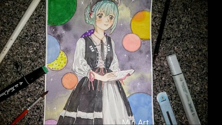 Tranh vẽ anime girl nộp ArtGame _ Min Art