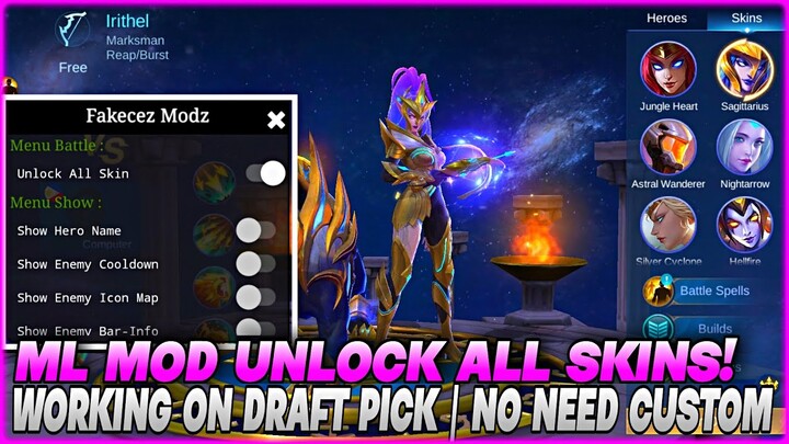 ML MOD UNLOCK ALL SKINS - WORKING ON DRAFT PICK & NO KEY NEEDED | MELISSA PATCH | MLBB