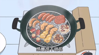 【蜡笔小新】今天吃腌熏小香肠，烤大虾烤章鱼哦～一起下饭吧～