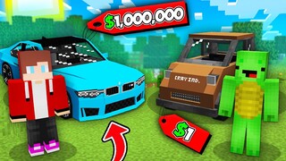 Mikey Dirt Poor CAR vs JJ RICH DIAMOND CAR in Minecraft Challenge Pranks - Maizen JJ and Mikey