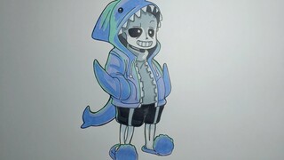 How To Draw Shark SANS Very Easy Cách Vẽ Sans Cá Mập Siêu Dễ