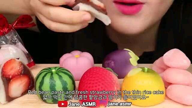 🍓✨ASMR tteok,kue beras isi selai🍫🍪