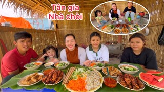 Tân gia Căn Nhà Chòi , Lần đầu làm món bún thịt nướng ăn cùng anh Sang Vlog #ngocmaivlog
