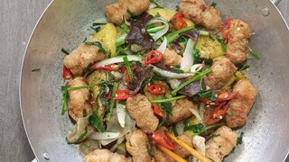 sườn chay sào khốm,món ăn dân dã,