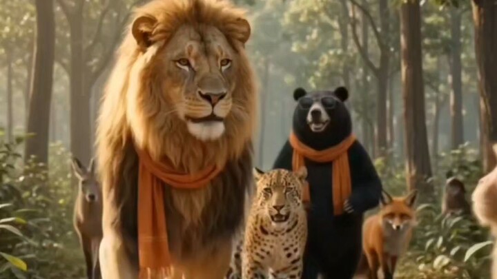 lion and the tiger AI cartoon in hindi