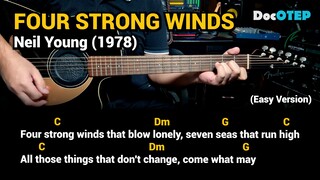 Four Strong Winds - Neil Young (1978) Easy Guitar Chords Tutorial with Lyrics Part 1 REELS