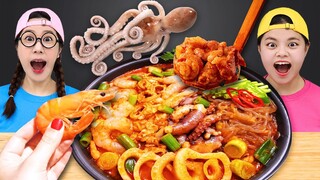 MUKBANG 낙곱새 먹방 Spicy Fire Octopus Spiciest  Shrimp TTeokbokki Korean Food 매운음식 떡볶이 TIMI 티미