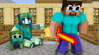 Monster School Father Herobrine Assassin และ Brave Baby Zombie - Sad Story - Minecraft Animation