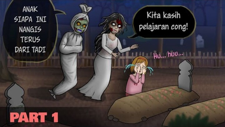 Misteri Anak Menangis di Kuburan 1 #HORORKOMEDI  Kartun Hantu Lucu Pocong & Kunt