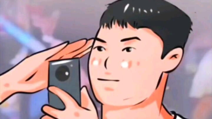 หนุ่มในเทศกาลดนตรีถูกจอใหญ่จับภาพไว้ได้ แววตาของเขาเปลี่ยนเป็นเด็ดเดี่ยวทันที ก่อนจะทำความเคารพอย่าง