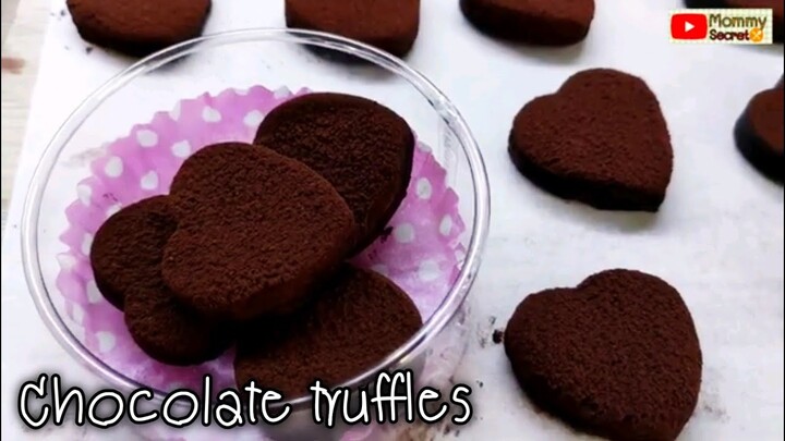 Chocolate Truffles valentine's - 2 ingredients - no bake ช็อกโกแลตทรัฟเฟิลหัวใจ ของขวัญวาเลนไทน์