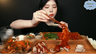 Thịt luộc, chân giò, mì kiều mạch cay cuốn kim chi phần 6 #anngonmoingay
